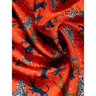 Ortigia Pure Silk Pocket Square Neck Scarf Jungle Corallo Red
