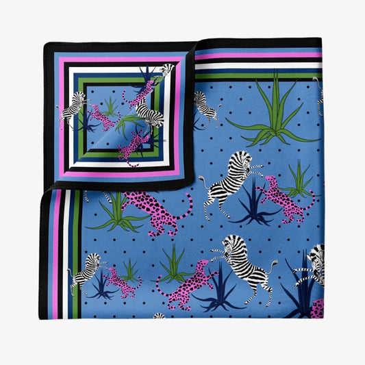 Ortigia Pure Silk Pocket Square Neck Scarf / Jungle Fiordaliso