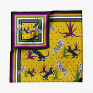 Ortigia Pure Silk Pocket Square Neck Scarf Jungle Sahara Yellow