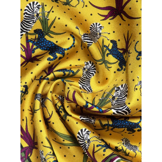Ortigia Pure Silk Pocket Square Neck Scarf / Jungle Sahara Yellow