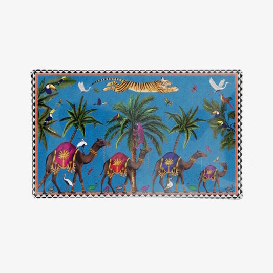 Ortigia Rectangle Glass Plate Flying Tiger Blue - 24 X 15 cm