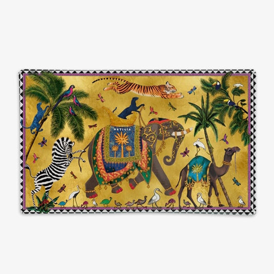 Ortigia Rectangle Glass Plate Flying Tiger Elephant - 24 X 15 cm