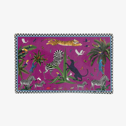 Ortigia Rectangle Glass Plate Flying Tiger Pink Cardinale - 24 X 15 cm