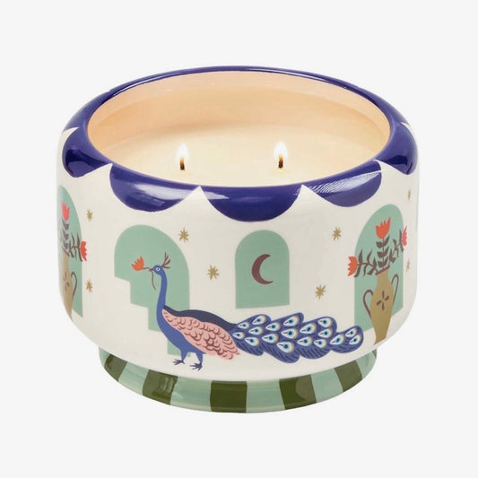 Paddywax A Dopo 24oz./680g Ceramic 4 Wick Scented Candle / Peacock - Misted Lime
