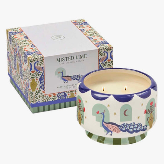 Paddywax A Dopo 24oz./680g Ceramic Scented Candle Peacock in Misted Lime