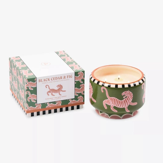 Paddywax A Dopo 24oz./680g Ceramic Scented Candle Tiger in Black Cedar & Fig