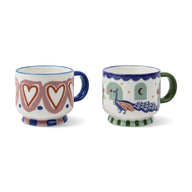 Paddywax A Dopo Espresso Cups Set of 2 Hearts and Peacock