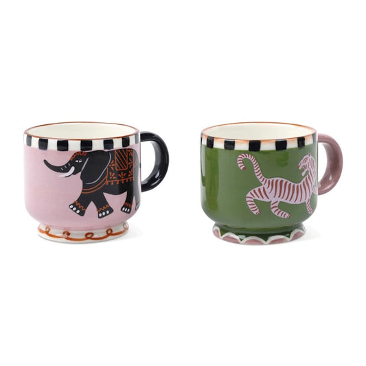 Paddywax A Dopo Espresso Cups - Set of 2 / Tiger & Elephant