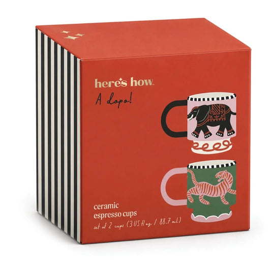 Paddywax A Dopo Espresso Cups Set of 2 Tiger and Elephant