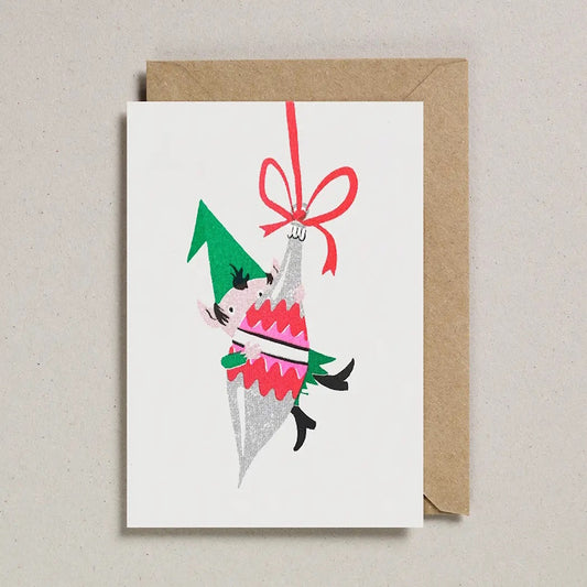 Petra Boase Bauble Elf Riso Print Christmas Card