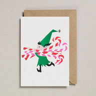 Petra Boase Candycane Elf Riso Print Christmas Card