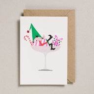 Petra Boase Champagne Elf Riso Print Christmas Card