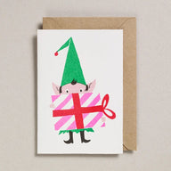 Petra Boase Present Elf Riso Print Christmas Card