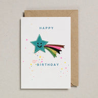 Petra Boase Embroidered Iron On Patch Card Happy Birthday Shooting Star