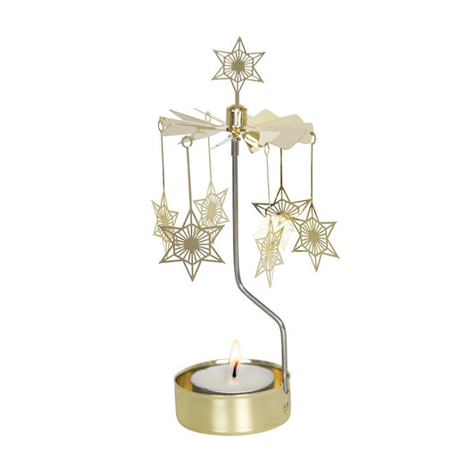 Pluto Design Rotary Candle Holder Art Deco Star - Gold H16cm X D6.5cm