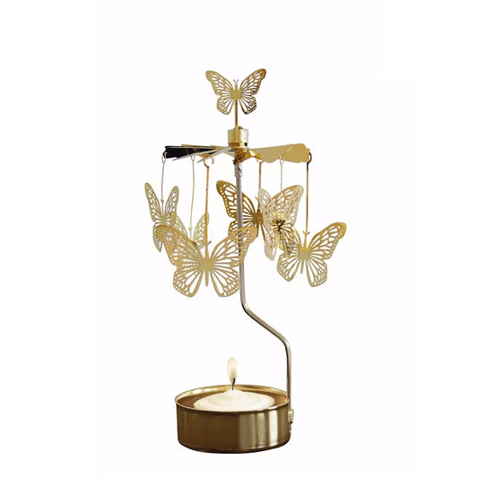Pluto Design Rotary Candle Holder Butterfly Gold H16cm X D6.5cm