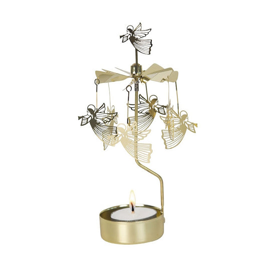 Pluto Design Rotary Candle Holder Flying Angel - Gold H16cm X D6.5cm