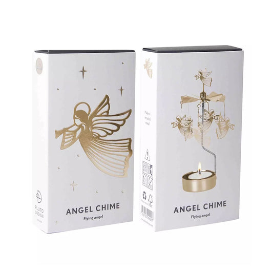 Pluto Design Rotary Candle Holder Flying Angel in Gold H16cm X D6.5cm