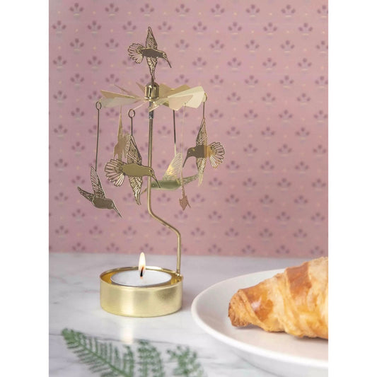 Pluto Design Rotary Candle Holder Hummingbird Gold H16cm X D6.5cm