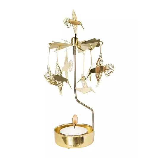 Pluto Design Rotary Candle Holder Hummingbird Gold H16cm X D6.5cm