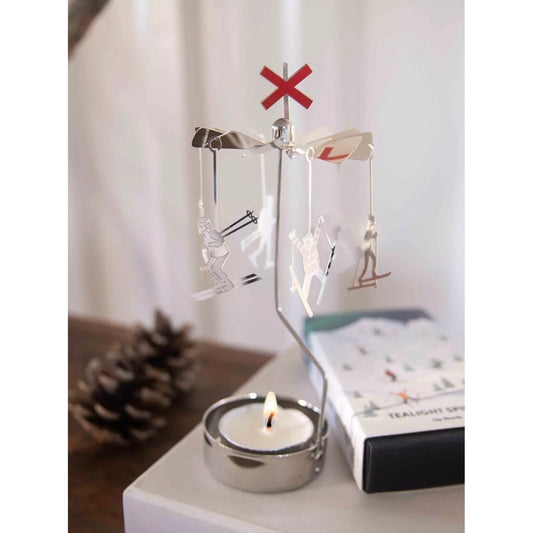 Pluto Design Rotary Candle Holder Up North Silver H16cm X D6.5cm