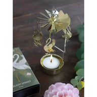 Pluto Design Rotary Candle Holder Swans Gold H16cm X D6.5cm