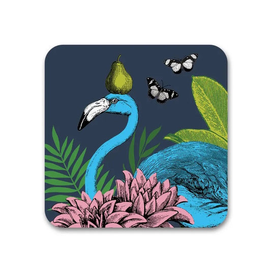 Repeat Repeat Jungle Flamingo Square Coaster