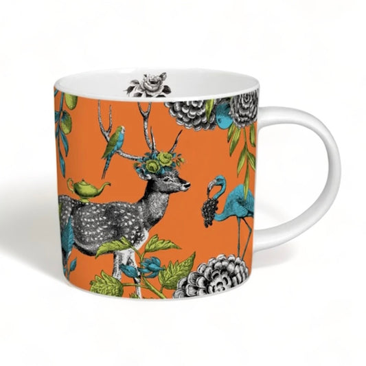 Repeat Repeat Menagerie Deer Bone China Mug Orange