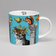 Repeat Repeat Menagerie Cat Bone China Mug in Turquoise