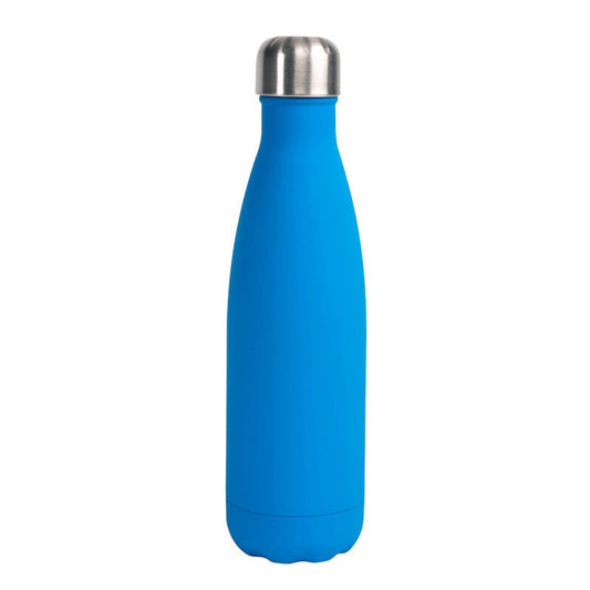 Nils double walled stainless steel bottle with rubber finish in light blue H26cm 50cl by Sagaform