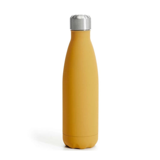 Sagaform Nils Stainless Steel Double Walled Bottle with Rubber Finish - Yellow H26cm 50cl