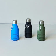 Stig Foldable Water Bottle in Black, Green and Blue Silicone H25cm 55cl by Sagaform