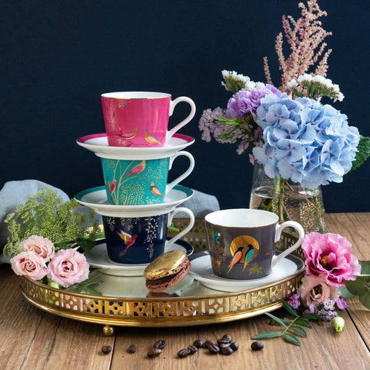 Sara Miller Chelsea Ceramic Espresso Cup & Saucer Set of 4