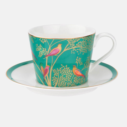 Sara Miller Green Bird Teacup & Saucer