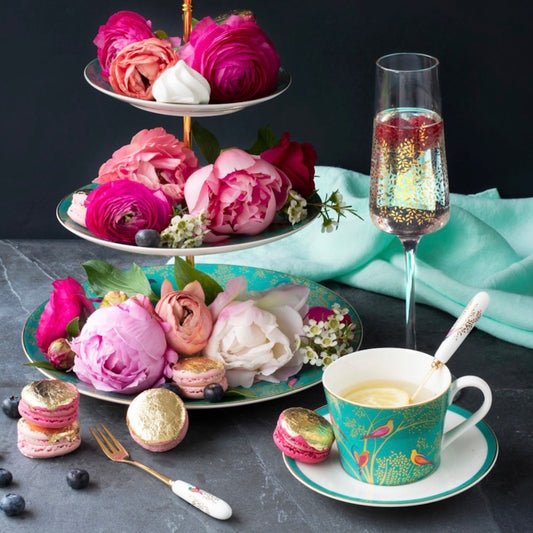 Sara Miller Green Bird Teacup & Saucer