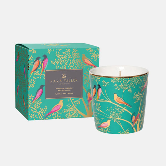Sara Miller Green Birds Mandarin, Tuberose & Wild Musk Scented Candle