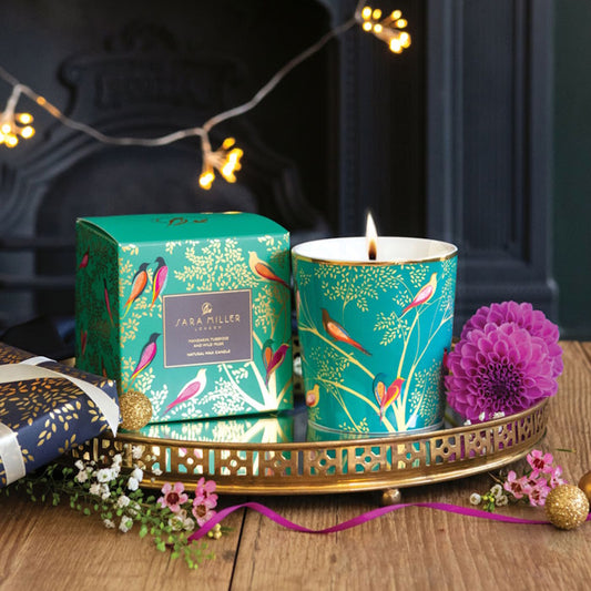 Sara Miller Green Birds Mandarin, Tuberose & Wild Musk Scented Candle