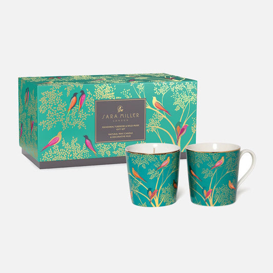 Sara Miller Green Birds Scented Candle & Mug Gift Set