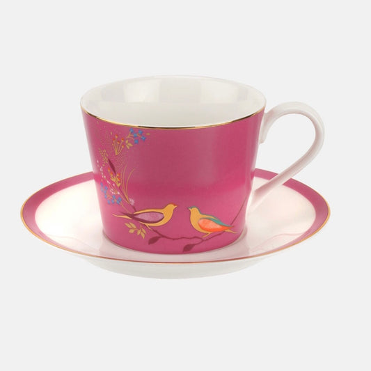 Sara Miller Pink Bird Teacup & Saucer