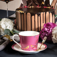 Sara Miller Pink Bird Teacup & Saucer