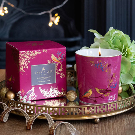 Sara Miller Pink Birds Sandalwood, Cardamon & Oud Scented Candle