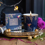Sara Miller Navy Hummingbird Amber, Orchid & Lotus Blossom Scented Candle