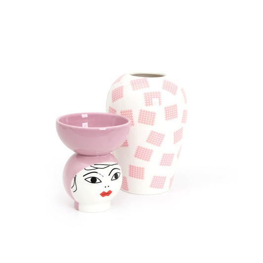 Seletti Canopie Luna Porcelain Vase With Bowl Cover