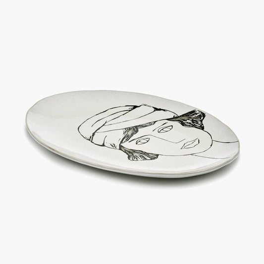 Serax La Mère Large Oval Plate / Off-White - Black by Marie Michielssen