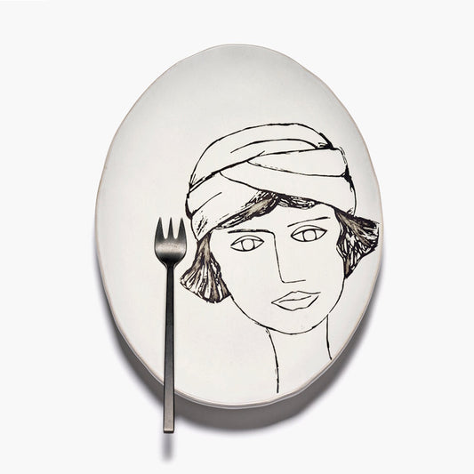 Serax La Mère Large Oval Plate / Off-White - Black by Marie Michielssen