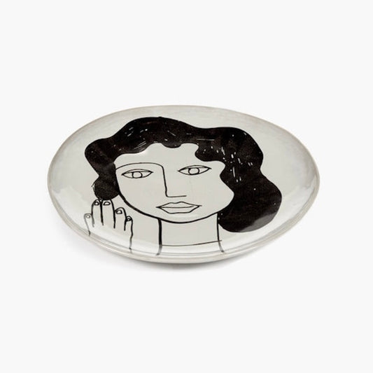 Serax La Mère Large Round Plate / Off-White - Black by Marie Michielssen