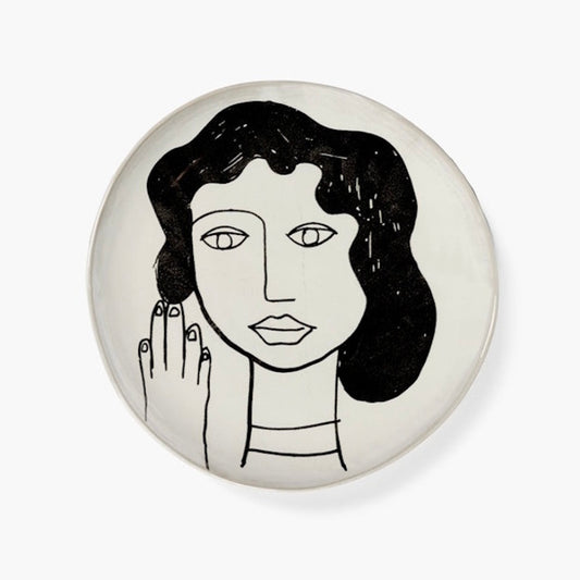 Serax La Mère Large Round Plate / Off-White - Black by Marie Michielssen