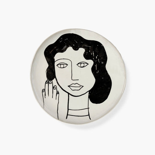 Serax La Mère Medium Round Plate / Off-White - Black by Marie Michielssen