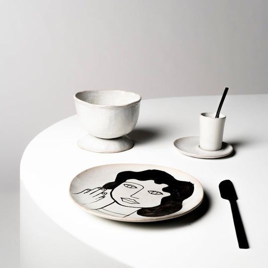 Serax La Mère Medium Round Plate Off-White and Black by Marie Michielssen