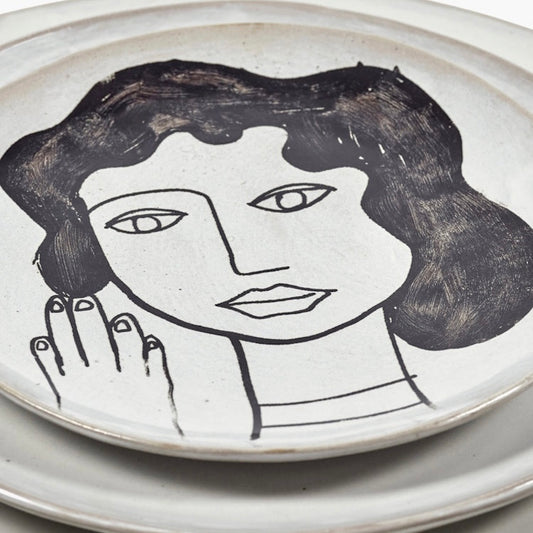 Serax La Mère Medium Round Plate Off-White and Black by Marie Michielssen